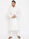Vastramay Men's Plus Size White Silk Blend Kurta Pyjama Set